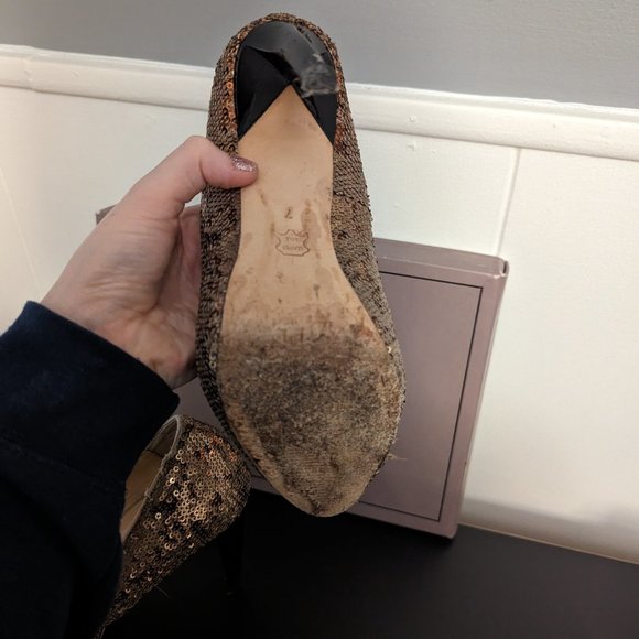 BCBG MaxAzria Satori Bronze Metallic Sequin Platform Pumps - Picture 6 of 11